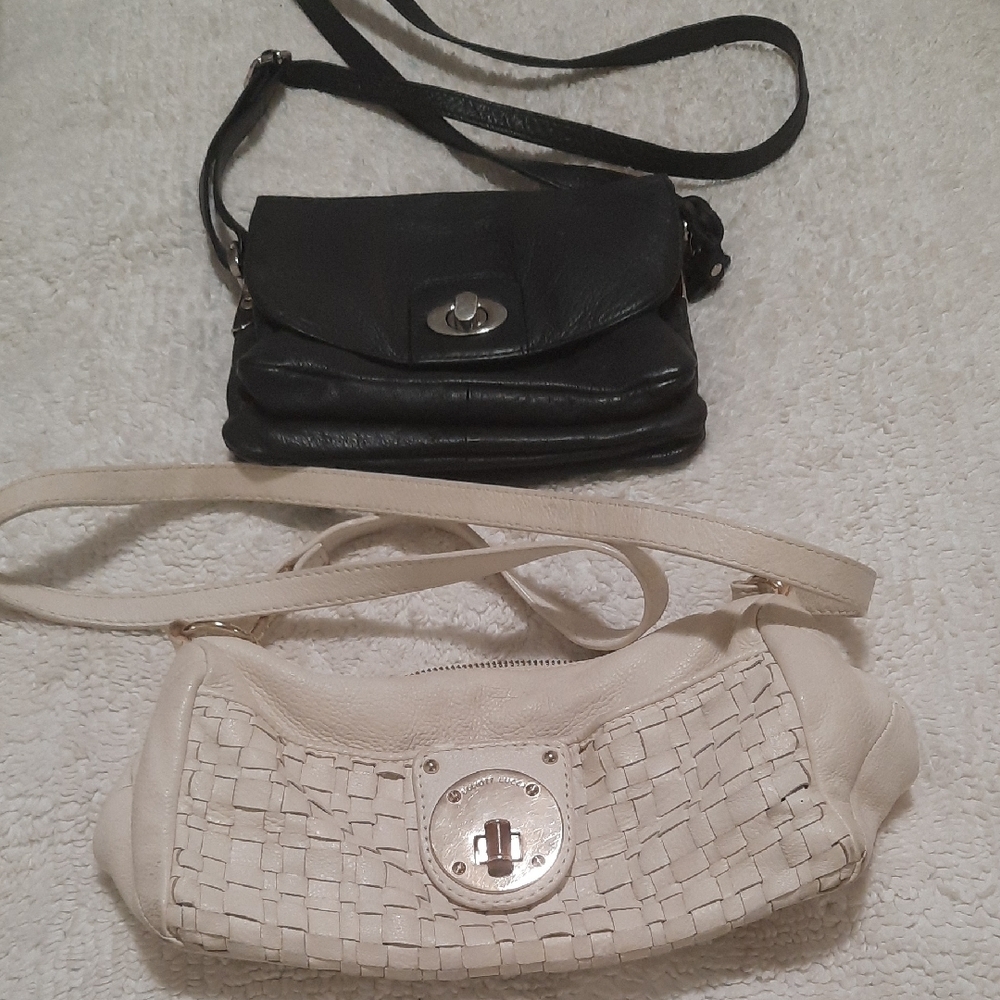 Elliott Lucca Cream Crossbody & TANO Black LeatherBag Bundle